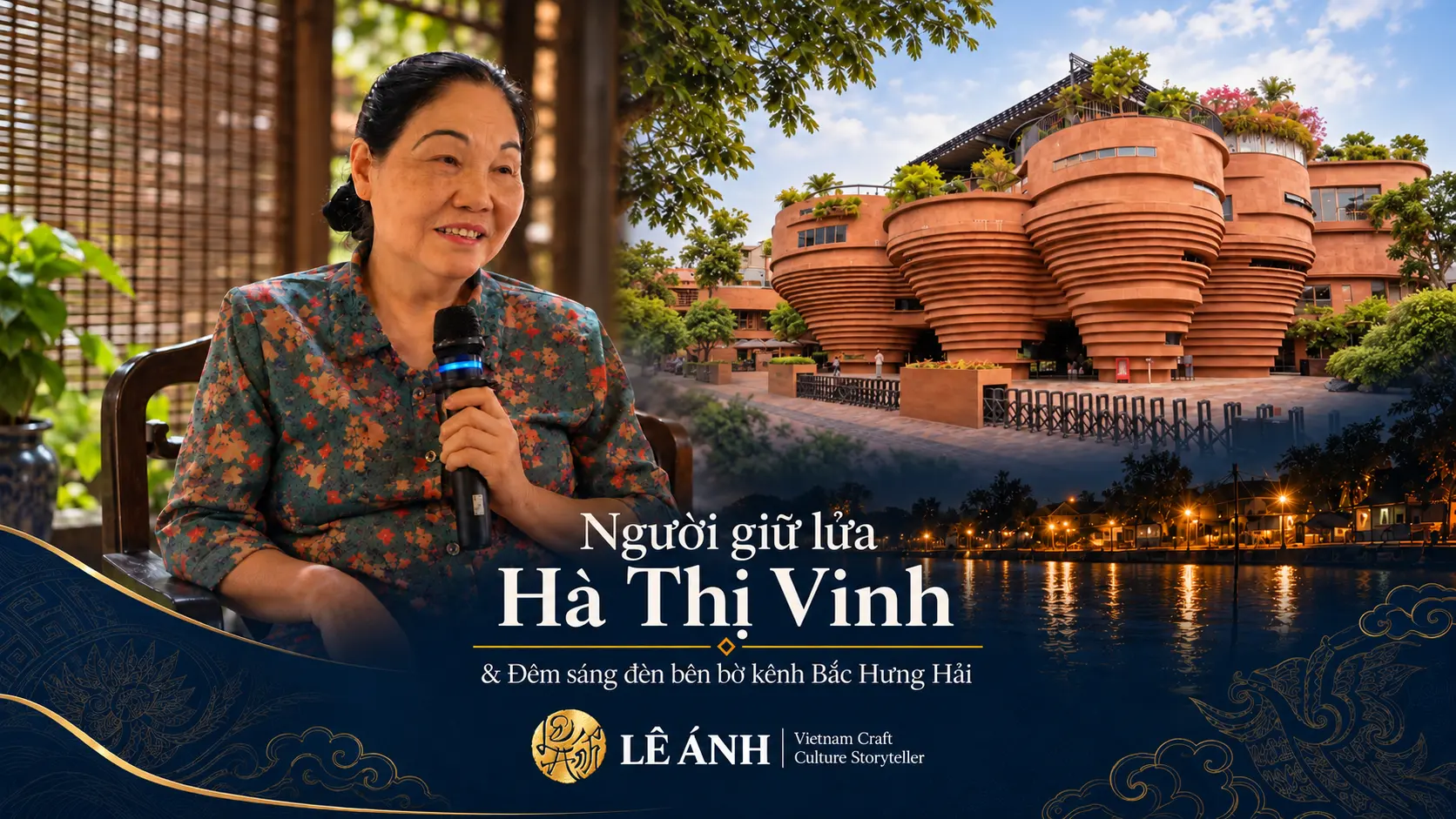 Toàn cảnh không gian trưng bày cổ vật tại Bát Tràng với ánh sáng vàng ấm cúng